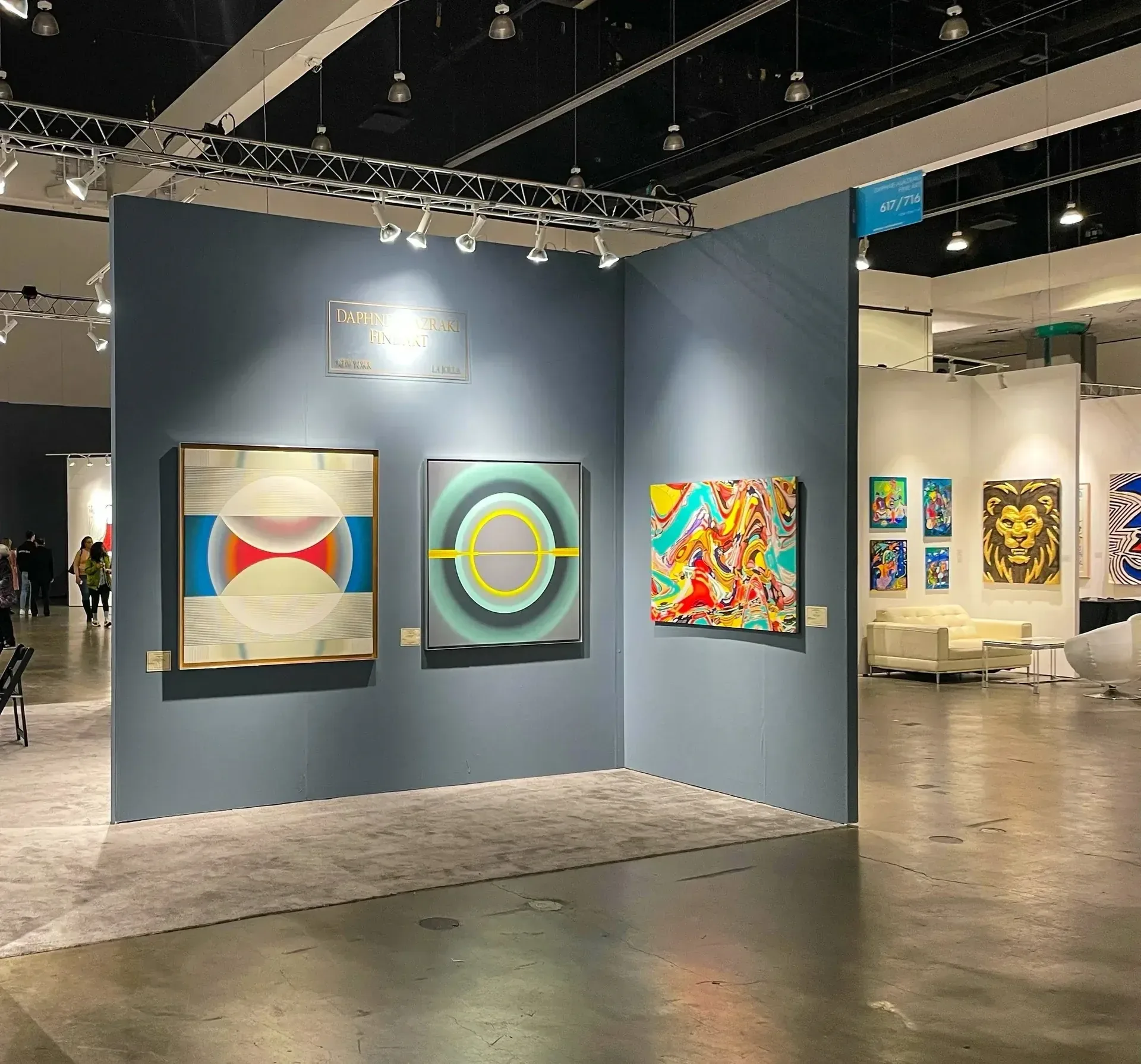 Pi Square gallery installation with structured paintings and visual rhythm