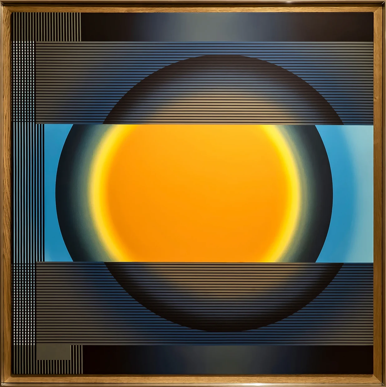 Pi Square Emanations painting with yellow central field and horizontal structural modulation